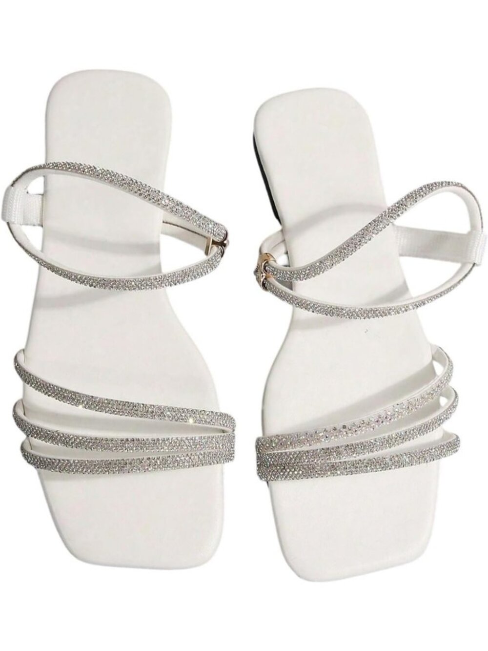 Sparkly Rhinestone Flat Sandals for Women | Dressy Strappy Summer Footwear